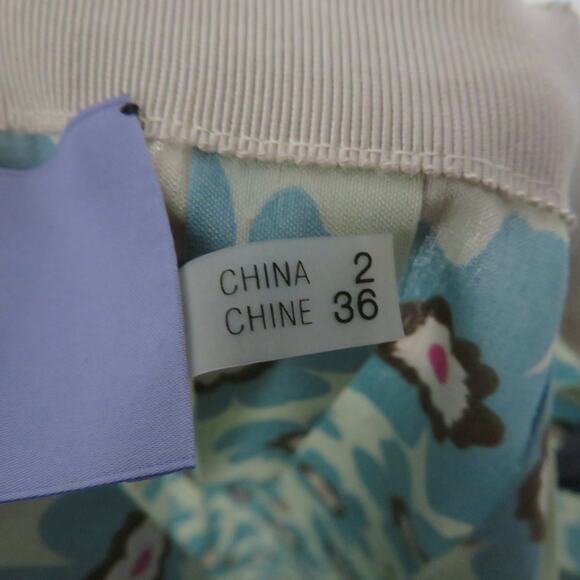 Vera Wang Lavender Label Women Sz 2 Blue Cream Brown Floral Pleated Midi Skirt - Picture 5 of 6